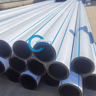 白色 青いストライプHDPE 掘削管 PE100 溶接またはフレンジ接続